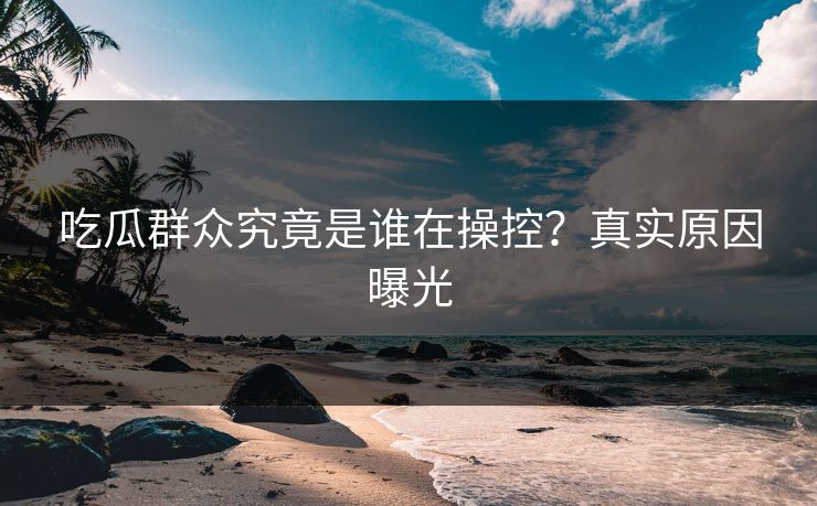 吃瓜群众究竟是谁在操控？真实原因曝光