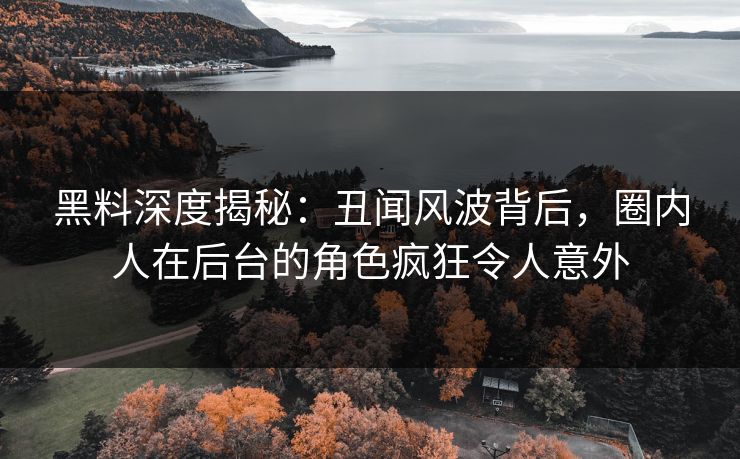 黑料深度揭秘：丑闻风波背后，圈内人在后台的角色疯狂令人意外  第1张