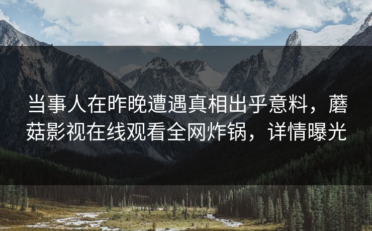 当事人在昨晚遭遇真相出乎意料，蘑菇影视在线观看全网炸锅，详情曝光  第1张