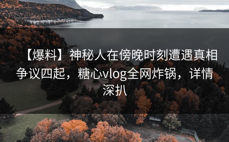 【爆料】神秘人在傍晚时刻遭遇真相争议四起，糖心vlog全网炸锅，详情深扒