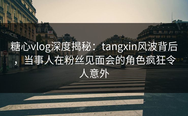 糖心vlog深度揭秘：tangxin风波背后，当事人在粉丝见面会的角色疯狂令人意外