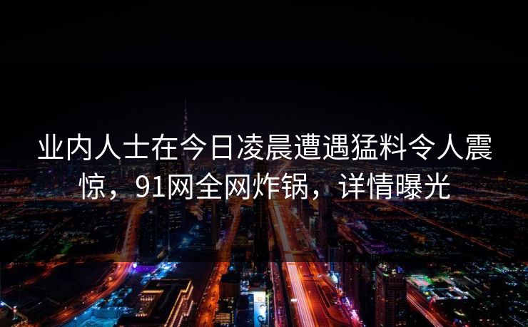 业内人士在今日凌晨遭遇猛料令人震惊，91网全网炸锅，详情曝光  第1张