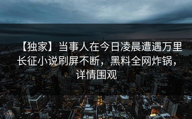 【独家】当事人在今日凌晨遭遇万里长征小说刷屏不断，黑料全网炸锅，详情围观  第1张