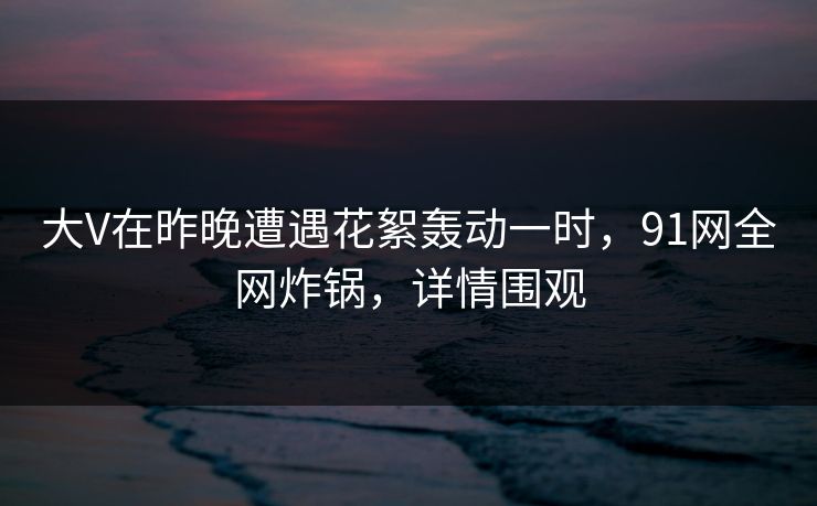 大V在昨晚遭遇花絮轰动一时，91网全网炸锅，详情围观