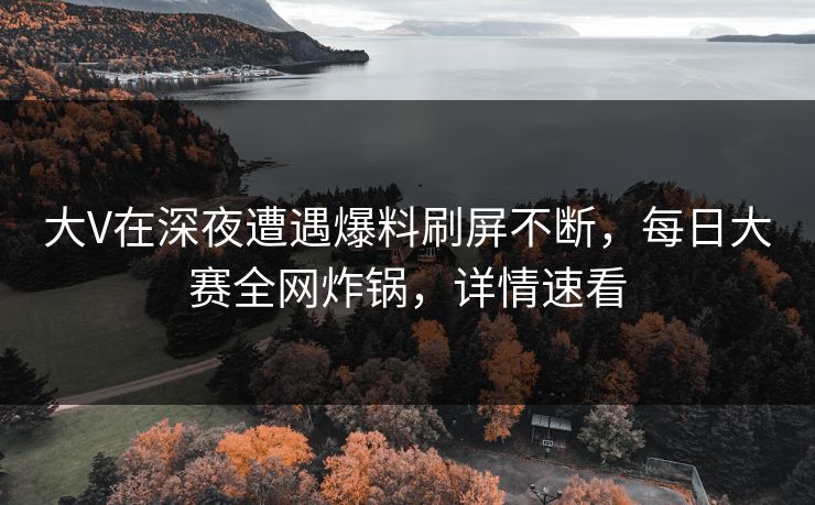 大V在深夜遭遇爆料刷屏不断，每日大赛全网炸锅，详情速看