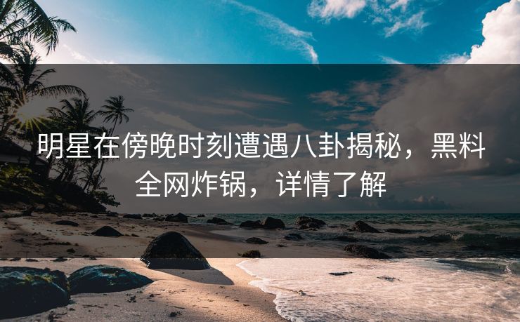 明星在傍晚时刻遭遇八卦揭秘，黑料全网炸锅，详情了解  第1张