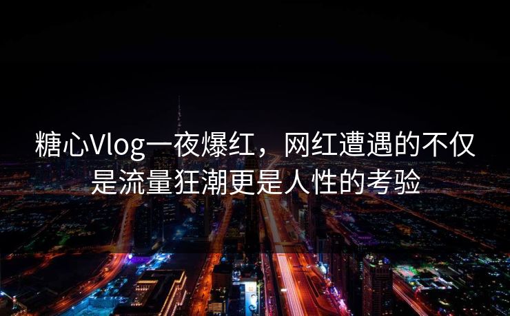 糖心Vlog一夜爆红,网红遭遇的不仅是流量狂潮更是人性的考验 糖心Vlog一夜爆红,网红遭遇的不仅是流量狂潮更是人性的考验