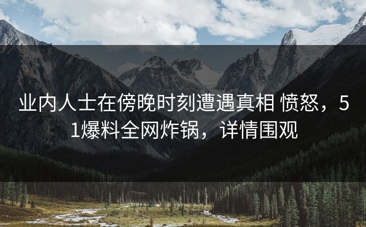 业内人士在傍晚时刻遭遇真相 愤怒，51爆料全网炸锅，详情围观  第1张