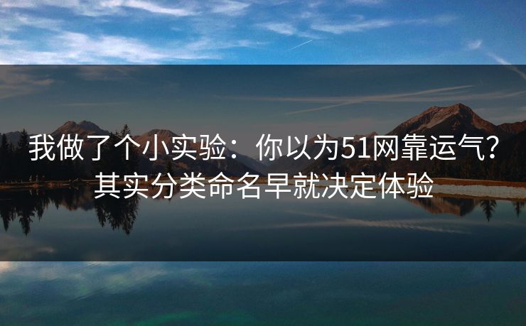 我做了个小实验：你以为51网靠运气？其实分类命名早就决定体验