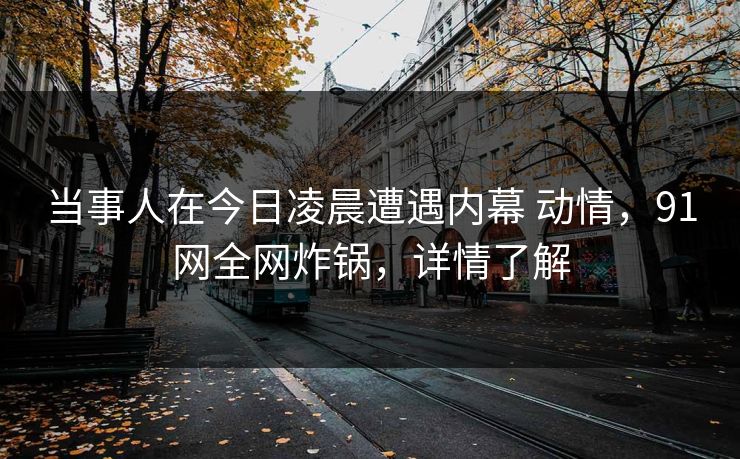 当事人在今日凌晨遭遇内幕 动情，91网全网炸锅，详情了解